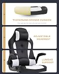 FDW PC Chaise de jeu Bureau ergonomique chaise de bureau avec accoudoirs et lombaire Support High Back PU Chaise de course exécutive en cuir pour la maison (Blanc)