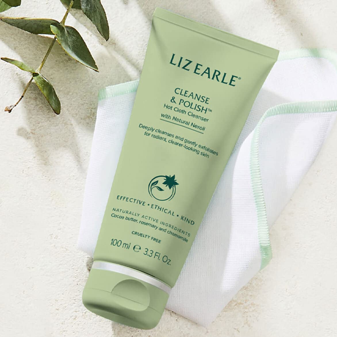Liz Earle Cleanse & Polish Hot Cloth Cleanser with Natural Neroli 100ml with 2 Cloths - Image 2