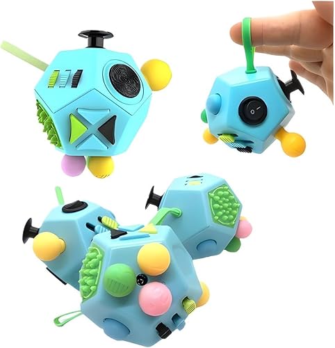 Miniatura 12 de Cubo de juguetes para ansiedad, cubo de descompresión de 12 caras, alivia el estrés y la depresión ansiosa con autismo para niños y adultos