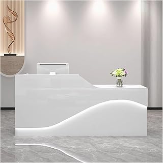Modern Reception Desk,Front Desk Reception Counte, with Counter Receptionist with Storage Front Office Table Made of Engineered Wood for Small Business(White,1.2m)
