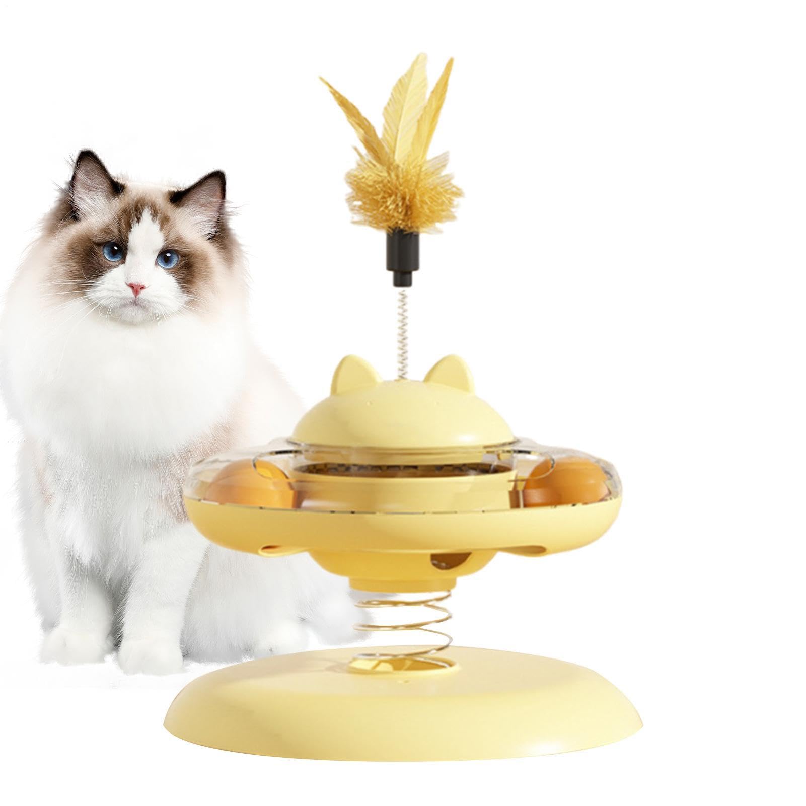 Piste à bille pour chat avec base anti-dérapante et mangeoire interactive
