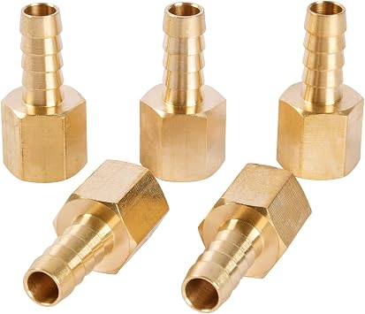 LTWFITTING Brass Fitting Coupler 5/16-Inch Hose Barb x 1/4-Inch Female NPT Fuel Water BoatPack of 5