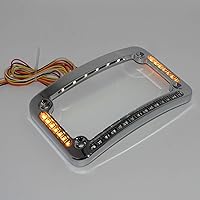 Vista 8 de HTTMT - Marco de matrícula curvo LED dual para motocicleta con señal de giro, luz de freno - Acabado cromado Universal compatible con cualquier