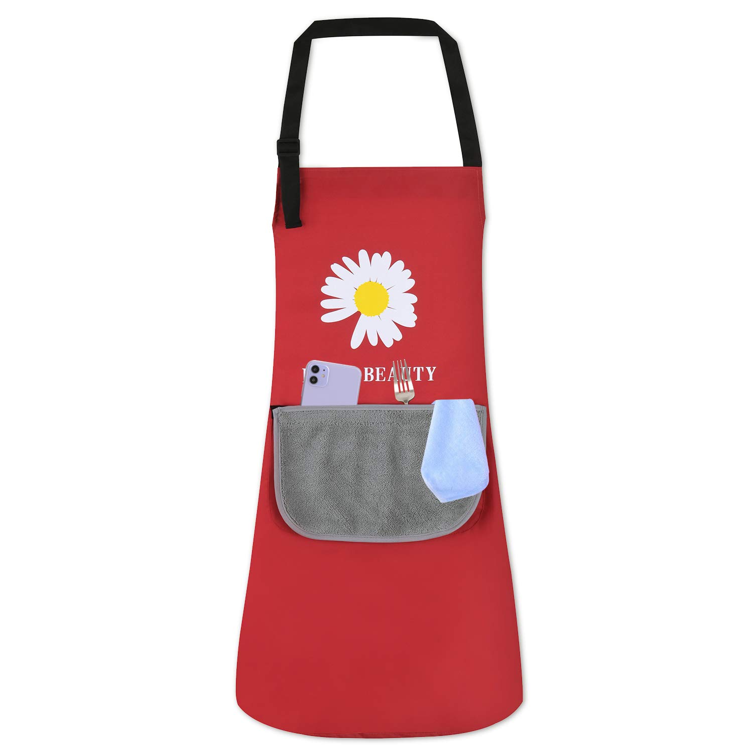 ZONEKEY Delantal Cocina Impermeable Delantal PVC Profesional Masterchef Con la Función de Limpiar las Manos Para Mujer y Hombre