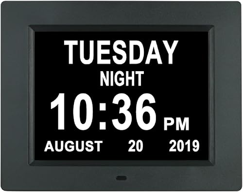 Aowasi Reloj digital con pantalla grande con fecha y día de la semana, 8 opciones de alarma, reloj digital extragrande con despertador de día y mes