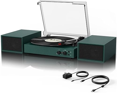 Reproductor de discos de vinilo con altavoces externos, codificación USB, 33, 45, 78 RPM, reproductor Bluetooth LP, tocadiscos vintage con altavoces