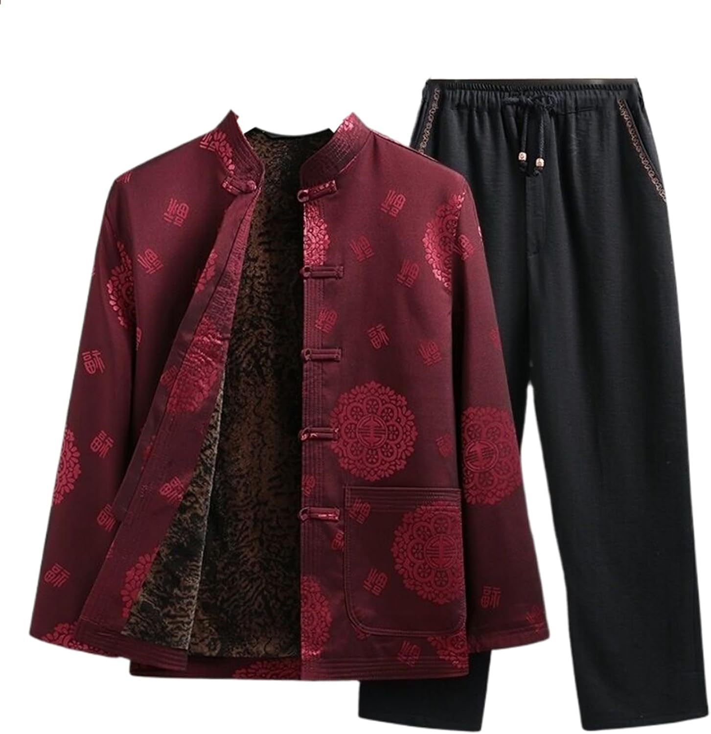 Men's Winter Fleece Tang Suit Quilted Cotton Padded Outfit