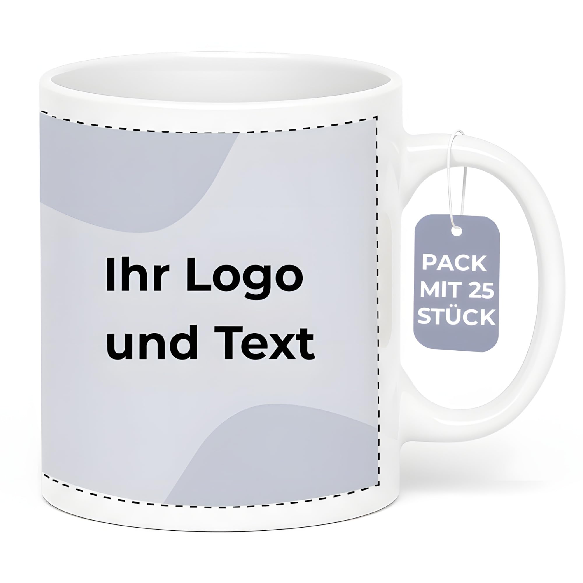 Cimpress Personalisierte Firmen-Tassen, 325 ml, weiß, 25 Stück, mit eigenem Logo gestalten, Geschenke zum Firmenjubiläum & Kollegen, Personalisierte Tasse für Büros & Merchandise