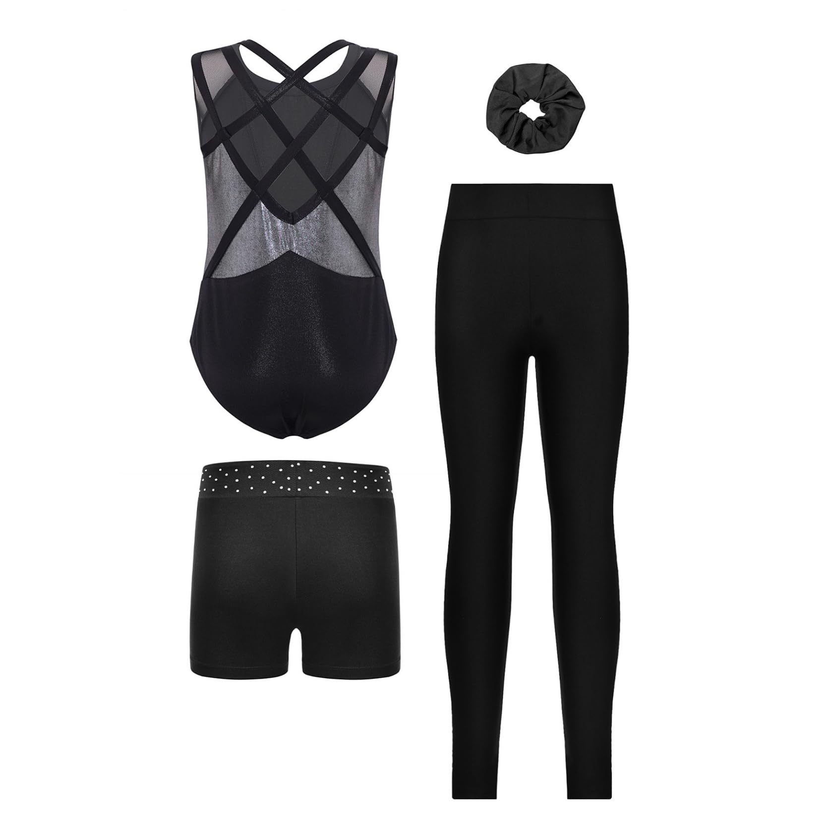Tuta Ginnastica Con Shorts Bambine Tuta Ginnastica Con Maniche Lunghe Bambine Abiti Allenamento Body Danza Abiti Danza Pezzi Set
