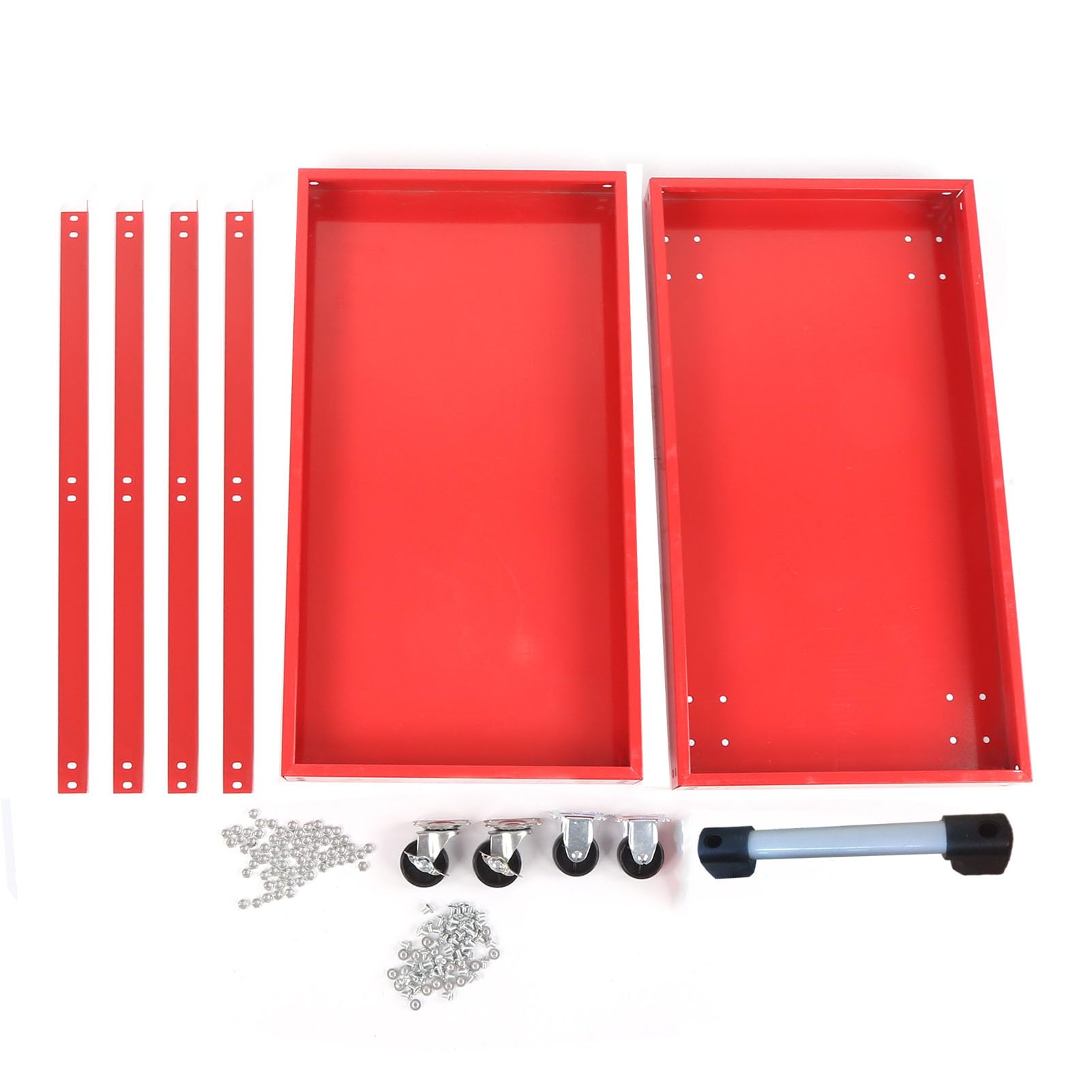 Carrello Portautensili di Servizio con 2 Vassoi, Carrello Multiuso con Rotelle Durevole per Officina di Riparazione Auto, Organizer Mobile per Attrezzi, Acciaio Laminato a Freddo, 1 unità