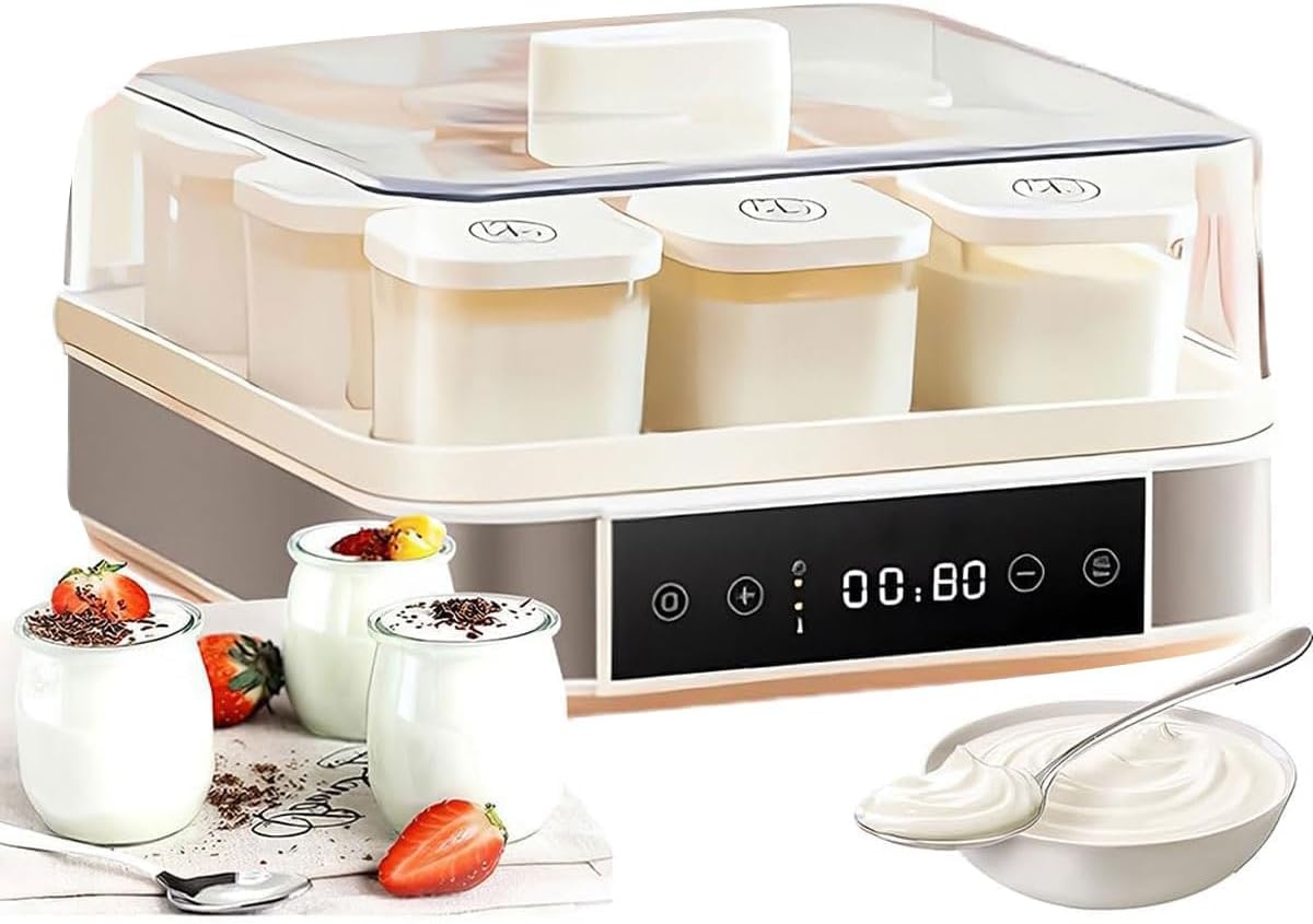 Stainless Steel Yogurt Maker: 1530mL (9×170mL) Smart Fermenter w/LCD & Precision Thermostat (35-46℃),Pro Systems for Organic Yogurt