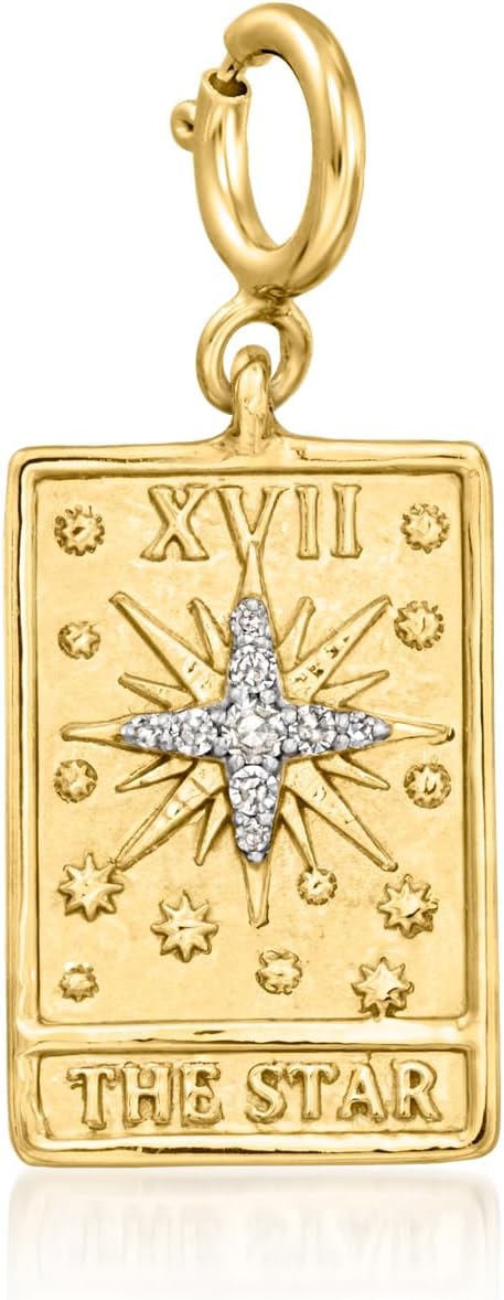 Ross-Simons 18kt Gold Over Sterling The Star Tarot Card Charm With Diamonds