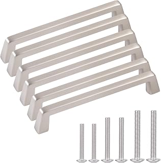6-Inch Nickel Brushed Cabinet Handles Satin Nickel Drawer Knob Metal Pull Rod Solid Cabinet Pull Rod Cabinet Handle Cabinet Drawer Handle Cabinet Hardware 6-Pack