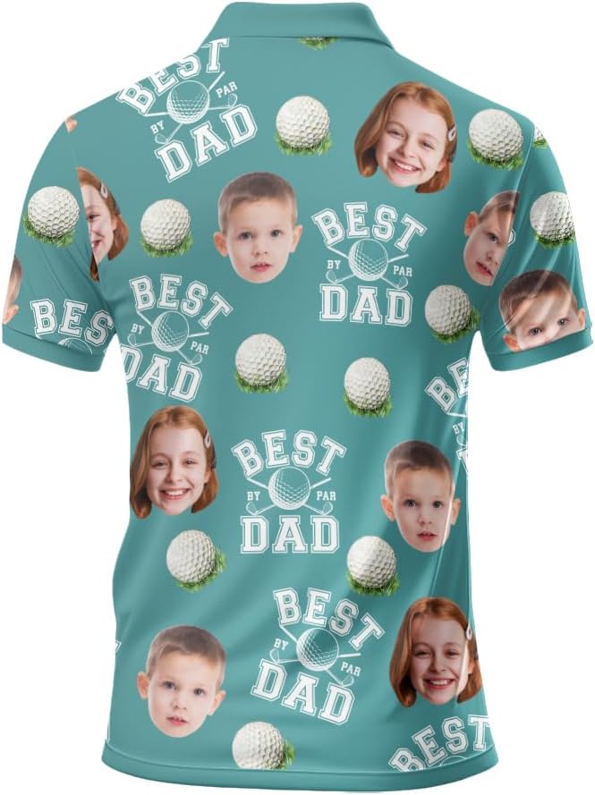 Personalized Golf Polo for Dad, Funny Best by Par with Kids’ Faces, Custom for Golfer 2025 - Image 4