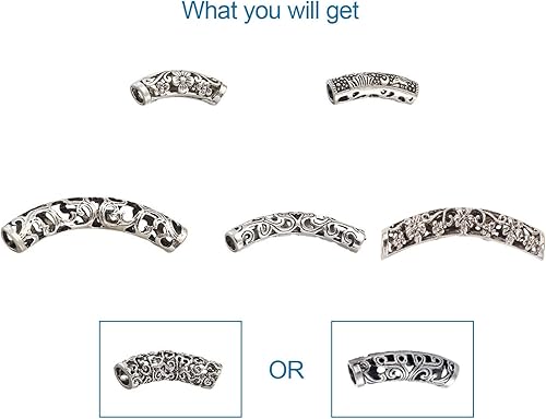 Miniatura 2 de KISSITTY 30 unidscaja de plata antigua filigrana larga curvada tubo espaciador granos 24  1.890 in para la fabricación de joyas DIY