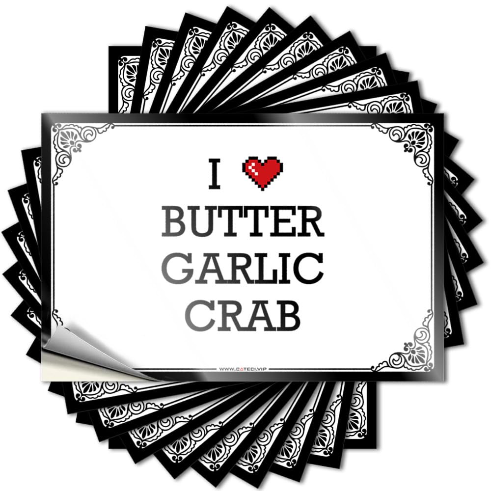 I Love Butter Garlic Crab Custom Sand DIY | Plastic Funny Sticker Bottle Removable Vinyl Sticker Decal(8X12CM)