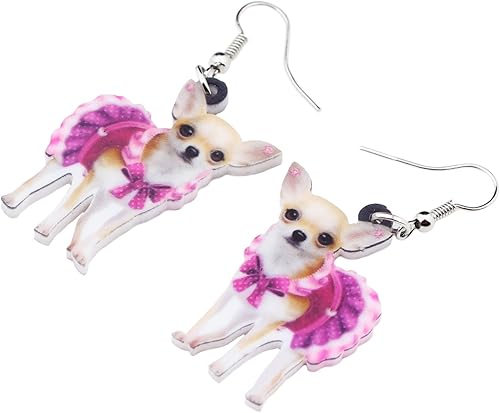 Miniatura 3 de NEWEI Aretes colgantes de acrílico para perros de Chihuahua Dulce Chihuahua, para mujeres, niños, cachorros, animales, joyería de regalo