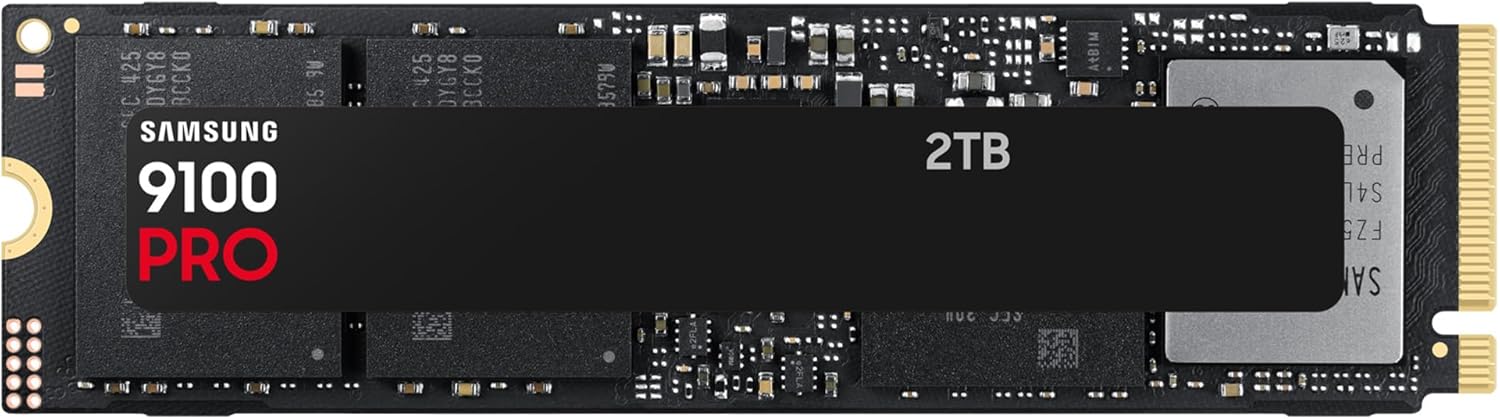 Samsung 9100 PRO NVMe M.2 SSD, 2 TB, PCIe 5.0, 14,700 MB read speed, 13,400 MB/s, internal SSD for Gaming, Video Editing and AI, Black, MZ-VAP2T0BW