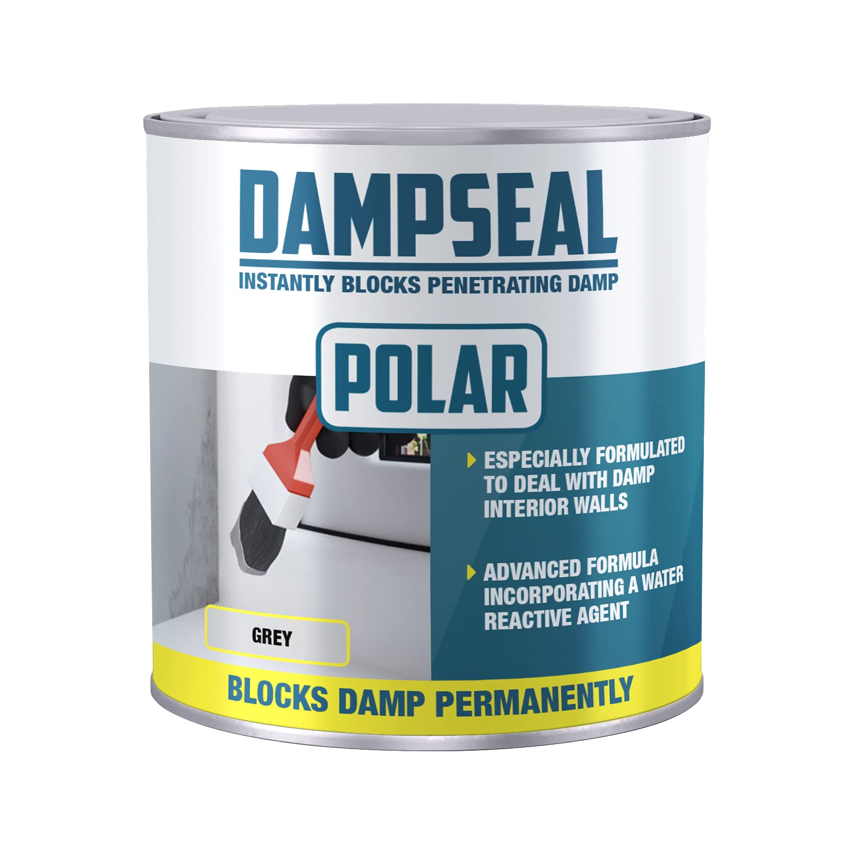 Polar Anti Damp Paint Grey 500ml One Coat Damp Proof Paint Stain Polar Anti Damp Paint Grey 500ml One Coat Damp Proof Paint Stain