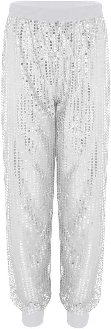 YiZYiF Fashion Glitter Sequin Long Harem Pants Shinny Bloomers Trousers for Men Women
