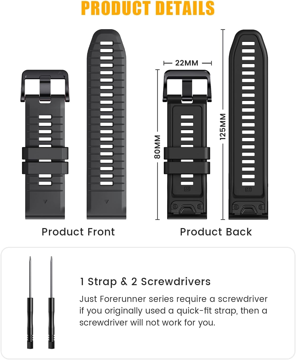 NotoCity for Fenix 7 Pro Band 22mm Width Fenix 6 Strap for Fenix 5/Fenix 7/Fenix 5 Plus/Fenix 6 Pro Soft Silicone Watch(Black) - Image 2