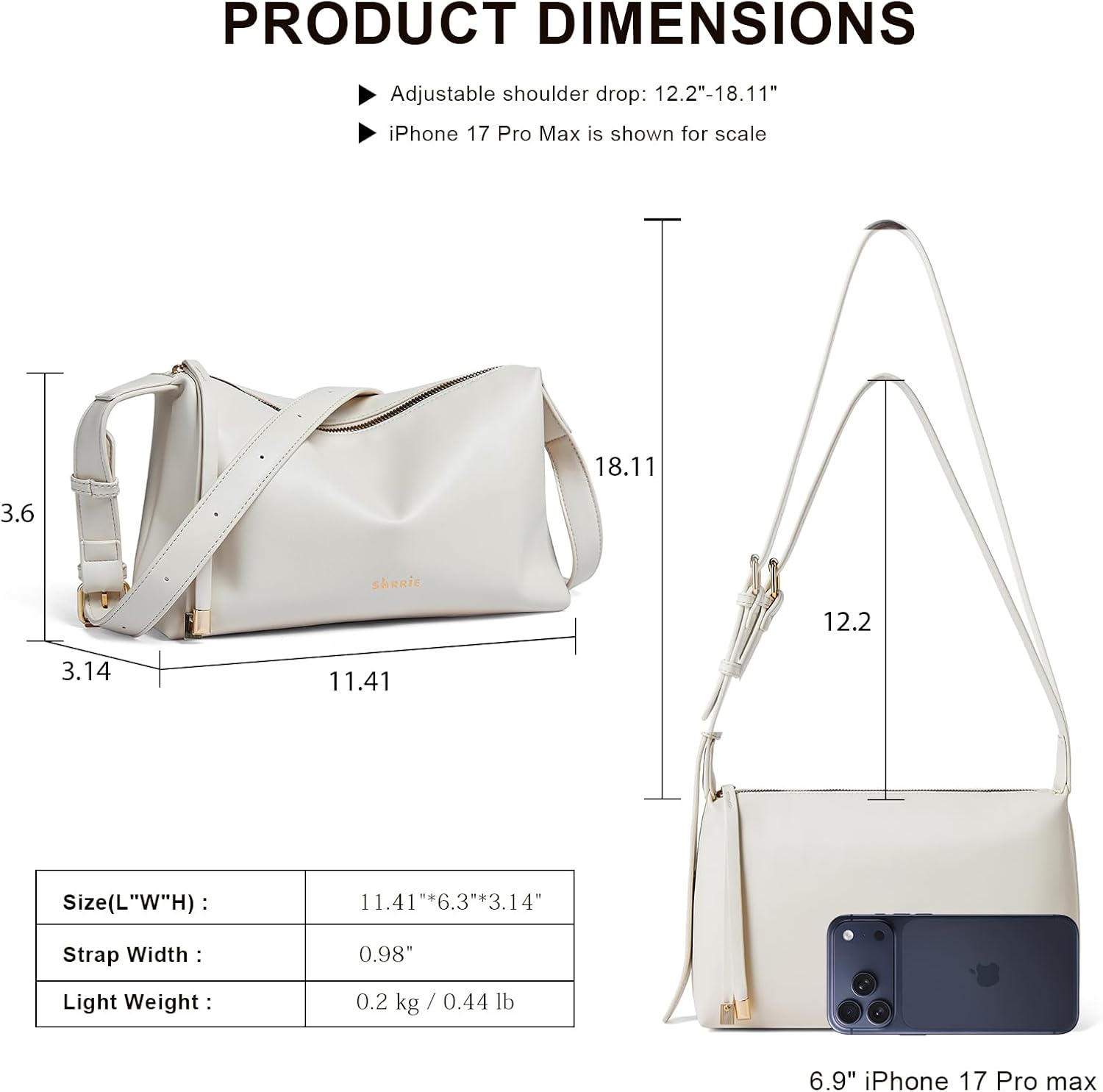 Shrrie Lightweight Shoulder Bag for Women Soft Vegan Leather Purses Shoulder Handbags with Adjustable Strap | Quilted, Triple Pocket, Wide Strap