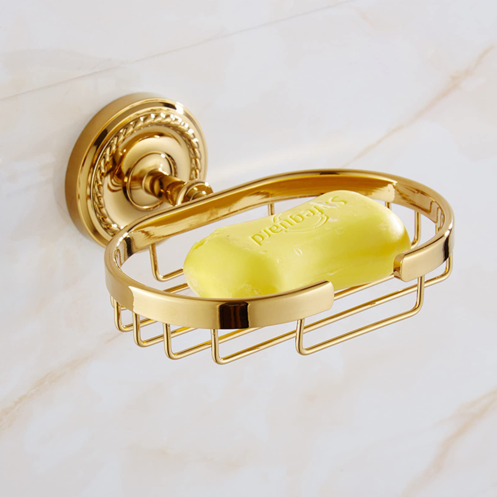 FGXHHS European Gold Towel Rack Bath Full Copper Bathroom Toilet Shelf Hardware Pendant Set, Soap Net
