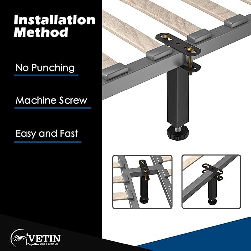 Miniatura 3 de 2 patas de soporte central de altura ajustable de metal para marco de cama, patas de apoyo de cama, patas de apoyo central pesadas para marco de