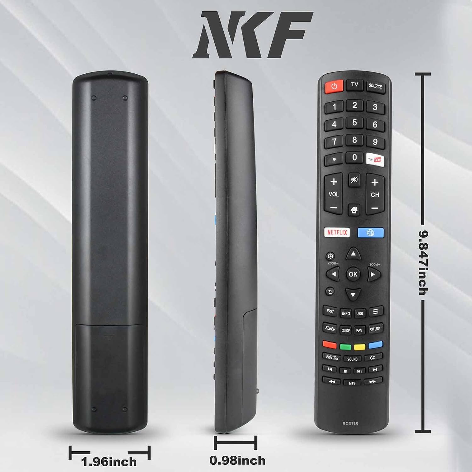 RC311S Remote Control Dimensions