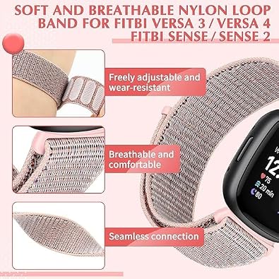 Amzhero Smartwatch band 22MM for IDW19,IDW16, Nylon Band Adjustable Sport Stretchy Braided Solo Loop Strap, Pink