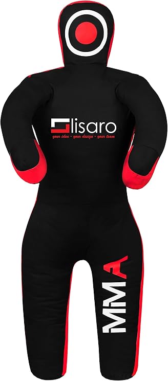 Lisaro MMA Dummy for Judo Boxing Dummies Canvas Black/Red Grappling Dummy Combat Martial Arts Boxing Karate Training Unfilled Unfilled