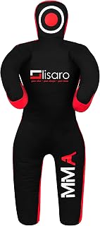 Lisaro Judo Dummy Chupete tamaño 130/145/160/170 cm | Box-Dummies | Canvac | negro y rojo | sin relleno | colgante | Grappling Dummy
