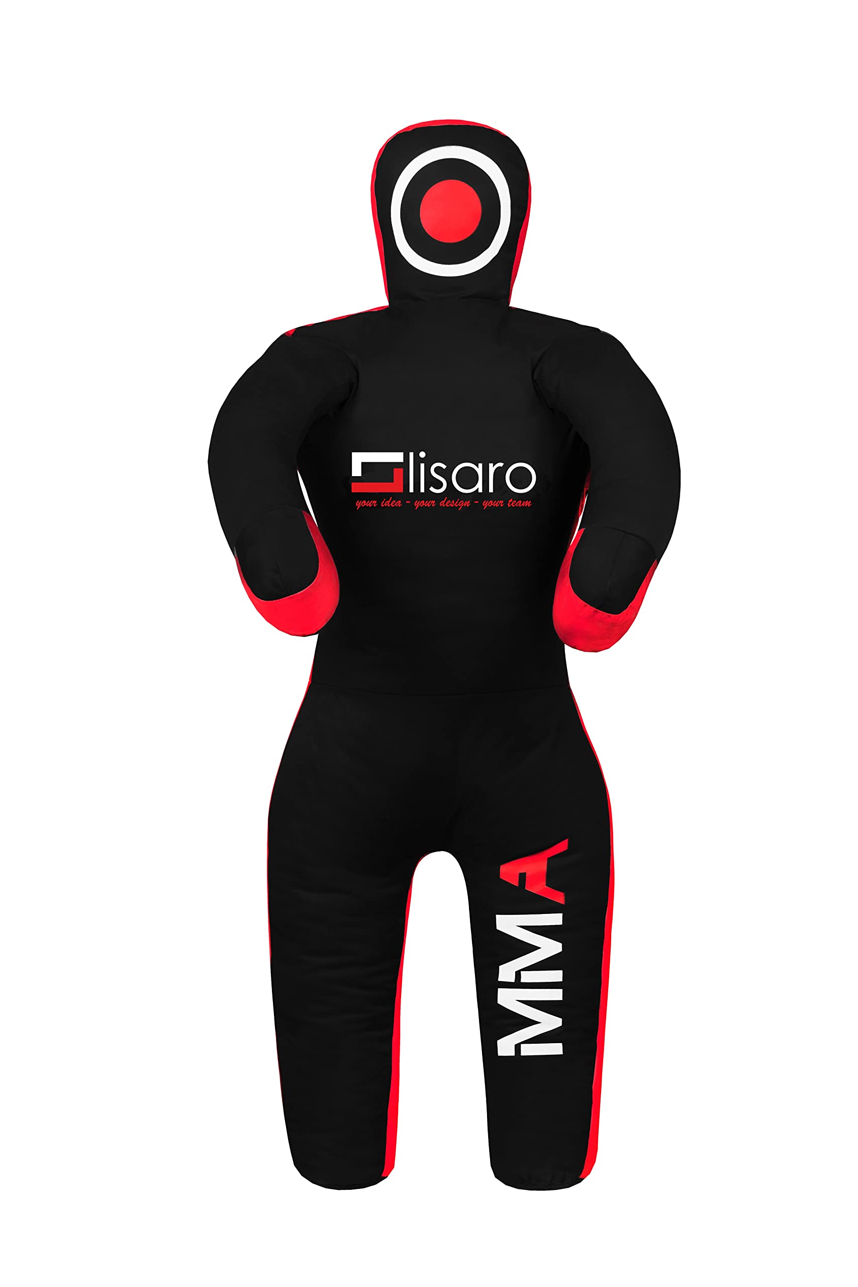 Lisaro Judo Dummy smoczek rozmiar 130/145/160/170 cm | Box-Dummies | Canvac | czarno-czerwony | niewypełniony | wiszący | Grappling Dummy