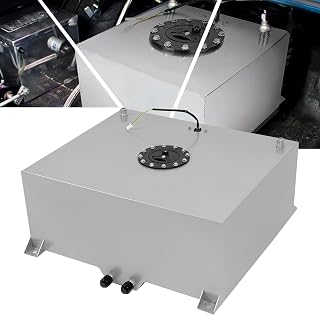 KUAFU 20 Gallon 80L Universal Fuel Cell Tank Racing Street Drift Strip Fuel Tank w/Quick Release Fuel Cap & Level Sender Powder Coated Sliver Aluminum