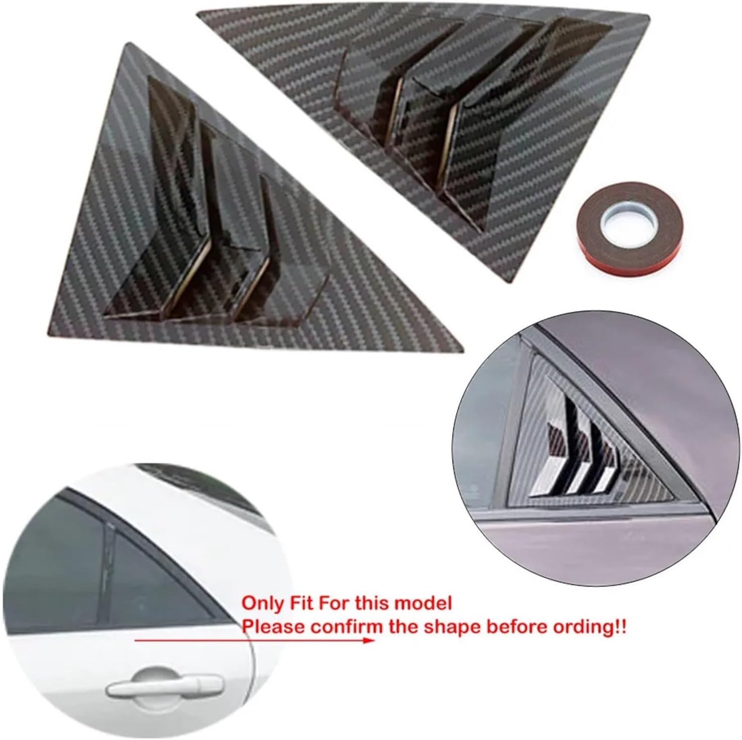 2個 マツダ 6 セダン 2002-2008 車用 リアウィンドウ クォーター ルーバー カバー サイドベント シャッター トリム