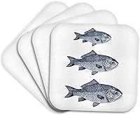 Vista 1 de 3dRose CST_164697_1 Tres Blue Fish Beach Theme Art - Posavasos suaves, juego de 4