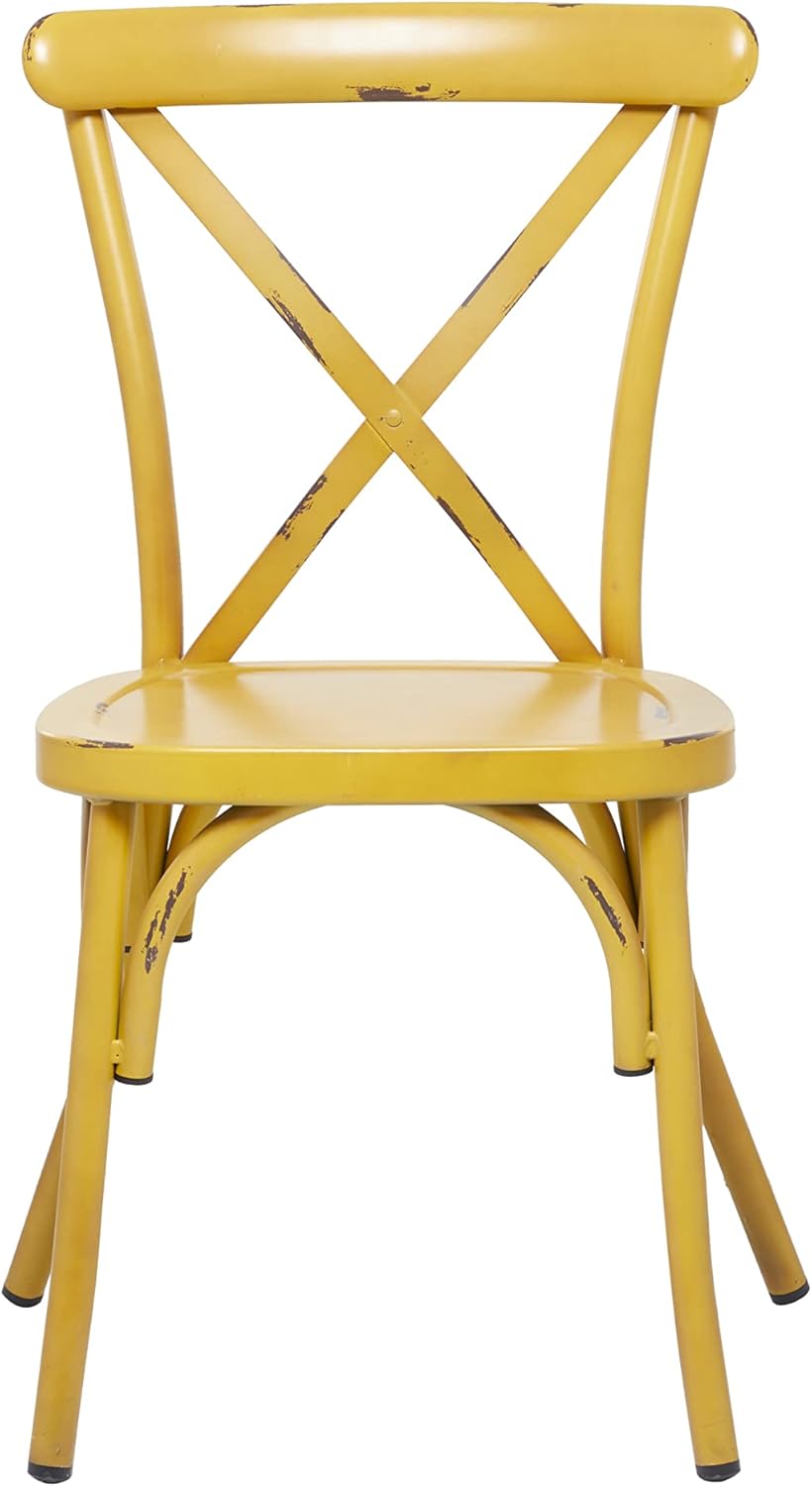 Deco 79 Metal Solid Outdoor Dining Chair, , Yellow