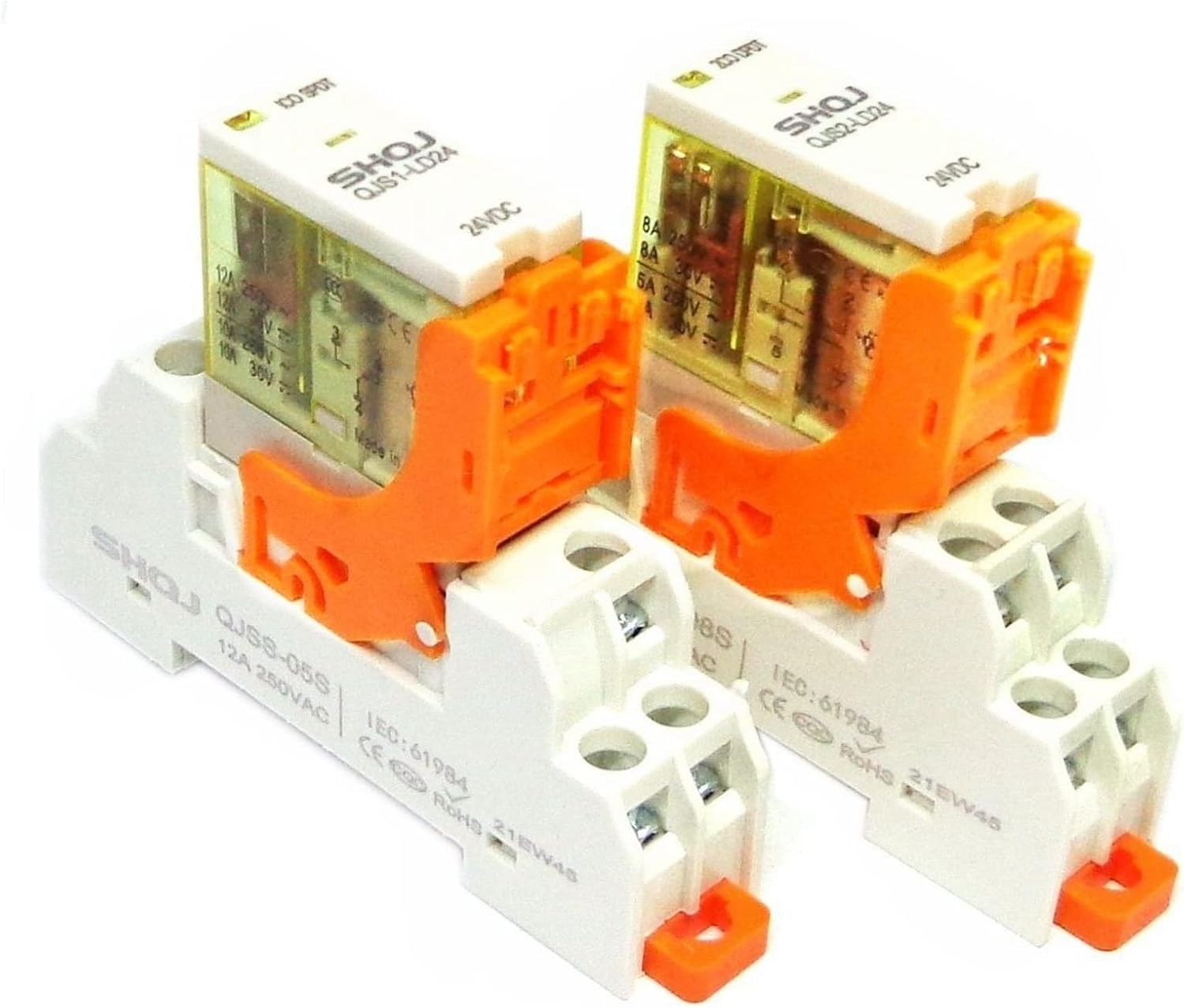 10PCS/Box SHQJ Power Relay QJS1 QJS2 12VDC 24VDC 110VAC 230VAC 1Set or 2 Set Intermediate 1CO 12A 2CO 8A(QJS2-LD24 2CO 8PIN)