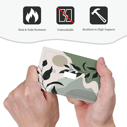 Miniatura 6 de Placa de interruptor de luz abstracta bohemia verde salvia de 1 cuadrilla, placa de pared de palanca individual, placa frontal de mediados de siglo,