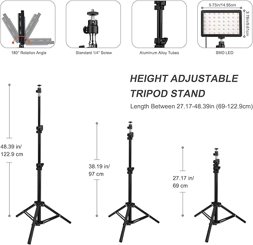Miniatura 3 de Paquete de 2 luces LED de video, kit de iluminación para fotografía, 2400-6800K luz de estudio regulable 97 CRI con soporte de trípodefiltros de