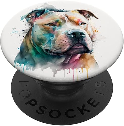 Pitbull - Diseño de acuarela para perros PopSockets intercambiables PopGrip