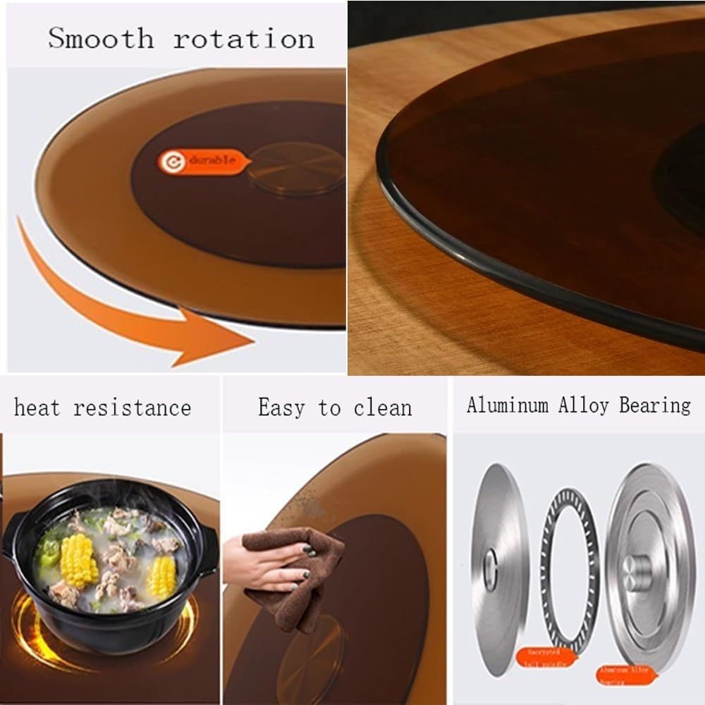 Piano Girevole in Vetro Marrone Grande Lazy Susan Vassoio Girevole Rotondo