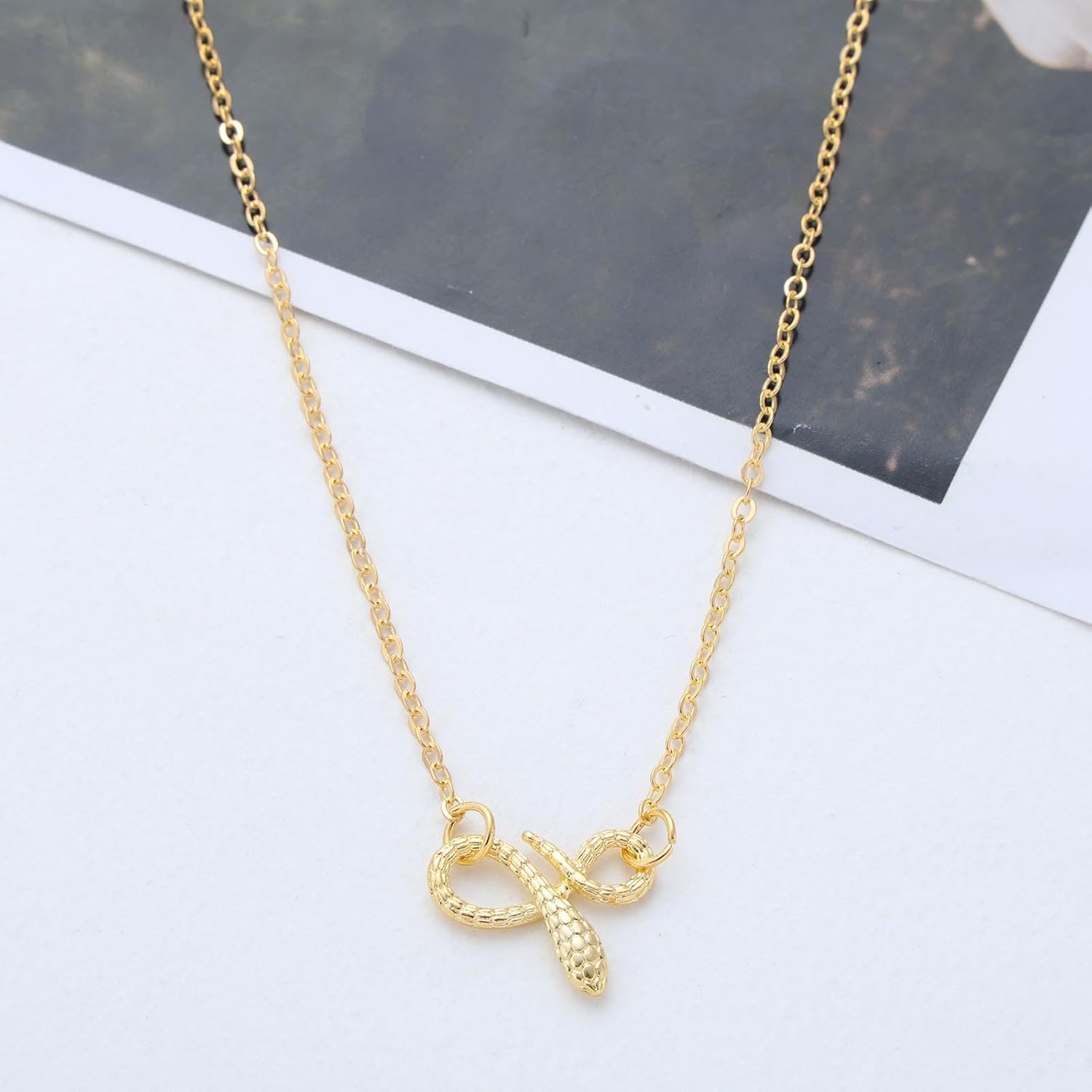 Andelaisi Boho Snake Choker Necklace Vintage Serpent Pendant Necklace Gold Spirit Snake Chain Minimalist Animal Chain Jewelry for Women - Image 4