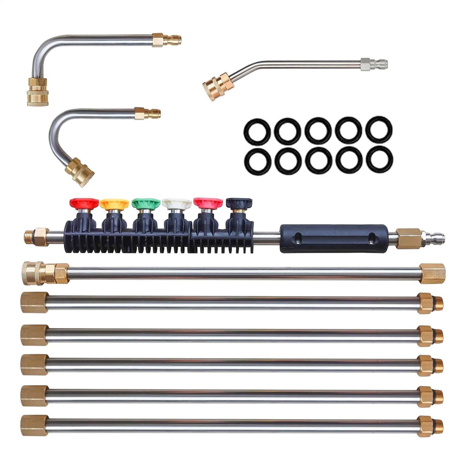 Extensión De Varilla De Hidrolimpiadora Juego de Telescópico para Limpiador | Juego Con Pértigas Para Limpiacanaletas para patio, entrada, terraza, valla, casa, hormigón, techo, jardín