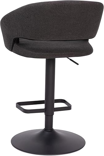 Miniatura 5 de Flash Furniture Erik Taburete de bar contemporáneo cómodo y elegante con respaldo medio redondeado y reposapiés, altura ajustable, tela carbón con