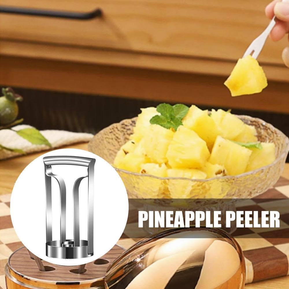 Descorazonador y cortador de piña de acero inoxidable 2 en 1, herramienta profesional de corte de piña con mango antideslizante, pelado sin esfuerzo para piñas frescas, apto para lavavajillas