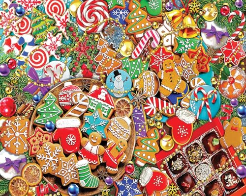 White Mountain Treats Christmas Puzzles 1000 Pieces Winter Theme Food Jigsaw Puzzle for Adults Grandparents and Children
