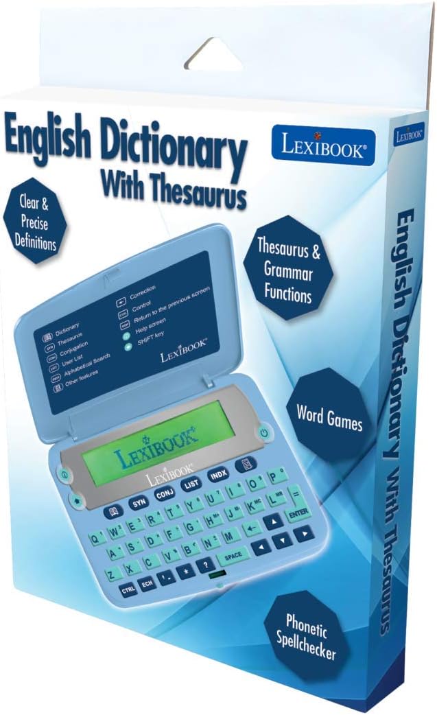LEXiBOOK D650EN The English Dictionary, Definitions, Thesaurus, Grammar, Phonetic Spellchecker, with Battery, Blue/Grey