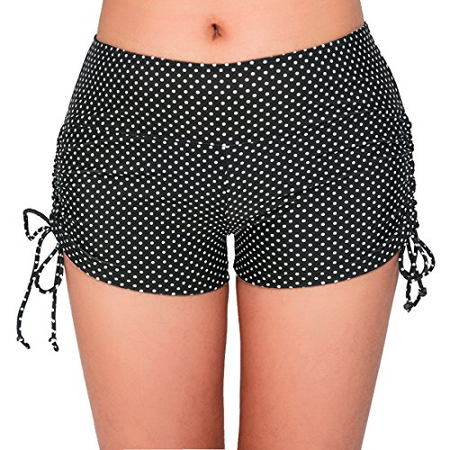 UNOW Women's Sporty Adjustable Boy Leg Wide Waistband Fully Lined Bikini Bottom Beach Briefs Tankinis Board Shorts