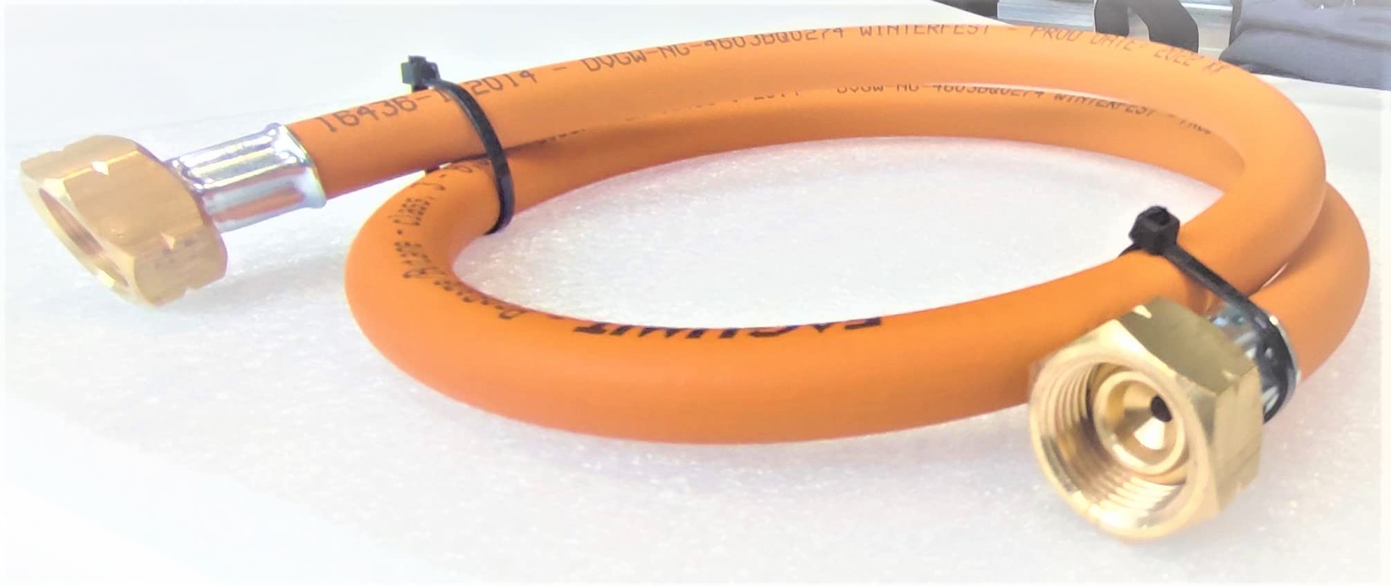 Tuyau de transfert de gaz propane butane 21,8" avec joint en laiton | 100 cm (1 m) | 30 bar | jusqu'à -30 °C | Tuyau de raccordement | Pantalon pour système multibouteilles de gaz liquéfié